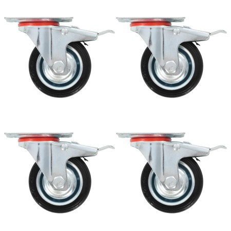 Swivel wheels with double brakes 4 units 75 mm by , Material handling - Ref: Foro24-143443, Price: 23,85 €, Discount: %