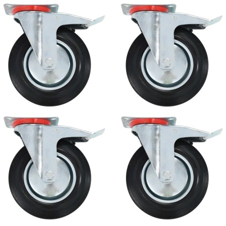 Swivel wheels with double brakes 4 units 200 mm by , Material handling - Ref: Foro24-143455, Price: 73,70 €, Discount: %