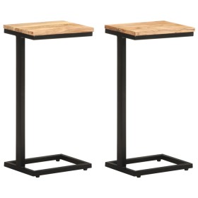 Set of 2 solid mango wood side tables, 31.5x24.5x64.5 cm each by , Side tables - Ref: Foro24-321971, Price: 105,60 €, Discoun...