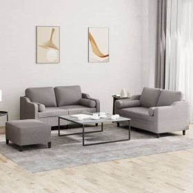 Three-piece sofa set with gray taupe fabric cushions by , Sofas - Ref: Foro24-3201833, Price: 543,99 €, Discount: %