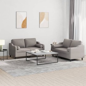 Sofa set with 2 pieces of gray taupe fabric cushions by , Sofas - Ref: Foro24-3201825, Price: 478,99 €, Discount: %