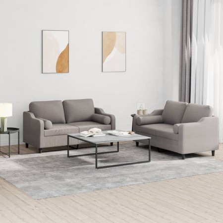 Sofa set with 2 pieces of gray taupe fabric cushions by , Sofas - Ref: Foro24-3201825, Price: 480,76 €, Discount: %