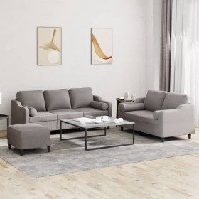 Sofagarnitur mit 3-teiligen Kissen, Stoff in Grau-Taupe. von , Sofas - Ref: Foro24-3201865, Preis: 623,23 €, Rabatt: %