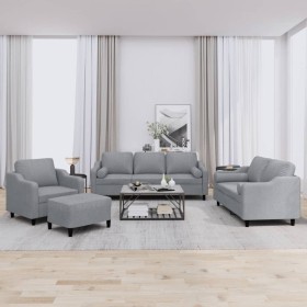 Set of sofas with 4 light gray fabric cushions by , Sofas - Ref: Foro24-3201794, Price: 783,99 €, Discount: %