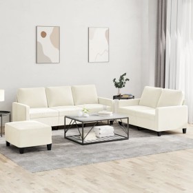 Sofagarnitur mit 3-teiligen cremefarbenen Samtkissen. von , Sofas - Ref: Foro24-3201534, Preis: 588,37 €, Rabatt: %