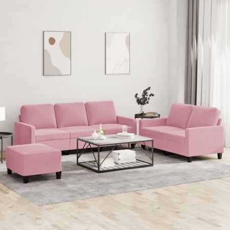 Set of sofas with 3 pink velvet cushions by , Sofas - Ref: Foro24-3201529, Price: 563,99 €, Discount: %