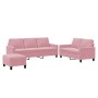 Set of sofas with 3 pink velvet cushions by , Sofas - Ref: Foro24-3201529, Price: 563,99 €, Discount: %