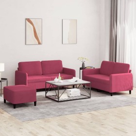 Dreiteiliges Samtsofa-Set in Weinrot. von , Sofas - Ref: Foro24-3201988, Preis: 504,01 €, Rabatt: %