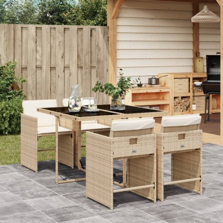 5-teiliges Garten-Esszimmer-Set mit Kissen synthetisches Rattan beige von , Gartensets - Ref: Foro24-3211078, Preis: 316,57 €...