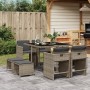 Garden dining set 9 pieces and gray synthetic rattan cushions by , Garden sets - Ref: Foro24-3211136, Price: 407,12 €, Discou...