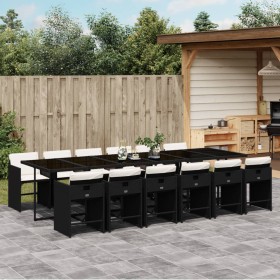 Garten-Essgruppe mit 13-teiligen Kissen aus schwarzem Kunststoff-Rattan. von , Gartensets - Ref: Foro24-3211122, Preis: 905,5...