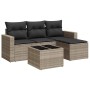 Gartensofa-Set und Kissen, 5-teilig, aus hellem grauem Kunststoff-Rattan. von , Gartensets - Ref: Foro24-3218872, Preis: 338,...