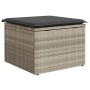 Garden stool with cushion synthetic rattan light gray 55x55x37cm by , Outdoor ottomans - Ref: Foro24-366180, Price: 65,10 €, ...