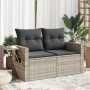 Garden sofa with cushions, 2 seats, light gray synthetic rattan by , Outdoor sofas - Ref: Foro24-366196, Price: 178,15 €, Dis...