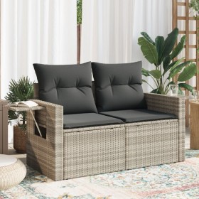 Garden sofa with cushions, 2 seats, light gray synthetic rattan by , Outdoor sofas - Ref: Foro24-366196, Price: 178,15 €, Dis...