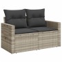 Garden sofa with cushions, 2 seats, light gray synthetic rattan by , Outdoor sofas - Ref: Foro24-366196, Price: 178,15 €, Dis...