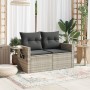 Garden sofa with cushions, 2 seats, light gray synthetic rattan by , Outdoor sofas - Ref: Foro24-366196, Price: 178,15 €, Dis...