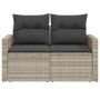 Garden sofa with cushions, 2 seats, light gray synthetic rattan by , Outdoor sofas - Ref: Foro24-366196, Price: 178,15 €, Dis...