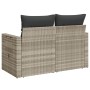 Garden sofa with cushions, 2 seats, light gray synthetic rattan by , Outdoor sofas - Ref: Foro24-366196, Price: 178,15 €, Dis...