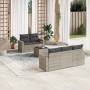 Garden sofa set 6 pieces and gray synthetic rattan cushions by , Garden sets - Ref: Foro24-3218692, Price: 441,98 €, Discount: %