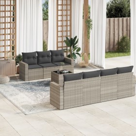 Garden sofa set 8 pieces and gray synthetic rattan cushions by , Garden sets - Ref: Foro24-3218722, Price: 575,99 €, Discount: %