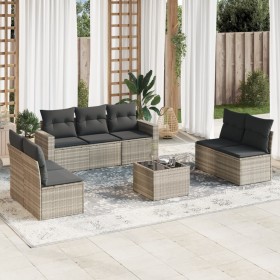 Gartensofagarnitur 8-teilig mit grauen Polstern aus synthetischem Rattan von , Gartensets - Ref: Foro24-3218832, Preis: 537,2...