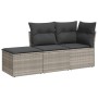 Gartensofa-Set 3-teilig mit grauen Kissen aus synthetischem Rattan von , Gartensets - Ref: Foro24-3249311, Preis: 221,72 €, R...