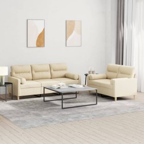 Sofa set with 2 cream fabric cushions by , Sofas - Ref: Foro24-3201618, Price: 561,23 €, Discount: %