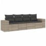 Garden sofa set 4 pieces with gray synthetic rattan cushions by , Garden sets - Ref: Foro24-3254619, Price: 335,29 €, Discoun...