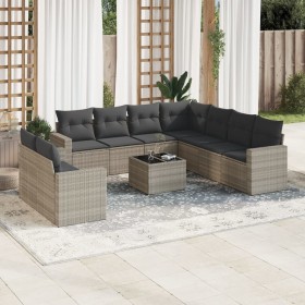 Garden set with 10 pieces of light gray synthetic rattan sofas with cushions. by , Garden sets - Ref: Foro24-3219152, Price: ...