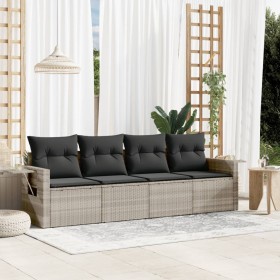 Gartensofagarnitur 4-teilig mit grauen Polstern aus synthetischem Rattan. von , Gartensets - Ref: Foro24-3252219, Preis: 318,...