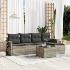 Gartensofagarnitur 6-teilig mit grauen Polstern aus synthetischem Rattan von , Gartensets - Ref: Foro24-3252439, Preis: 427,9...