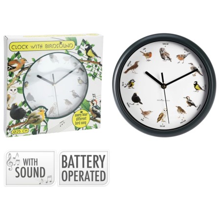 H&S Collection Reloj de pared con sonidos de pájaros 25 cm de , Relojes de pared - Ref: Foro24-447559, Precio: 16,63 €, Descu...