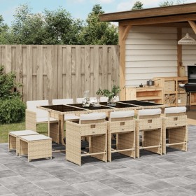 Garten-Essgruppe mit 13-teiligen Kissen aus synthetischem Rattan in Beige. von , Gartensets - Ref: Foro24-3211162, Preis: 733...