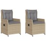 Garden reclining armchairs 2 units synthetic rattan beige by , Garden chairs - Ref: Foro24-368655, Price: 204,67 €, Discount: %