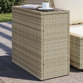 Side table for garden with light gray rattan glass top 58x27.5x55 cm by , Garden tables - Ref: Foro24-366189, Price: 52,99 €,...