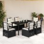 Set de comedor de jardín 7 pzas y cojines ratán sintético negro de , Conjuntos de jardín - Ref: Foro24-3262968, Precio: 764,5...