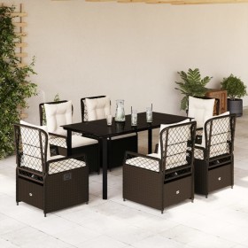 Garten-Essgruppe, 7-teilig, mit braunen Polstern aus synthetischem Rattan. von , Gartensets - Ref: Foro24-3262982, Preis: 775...