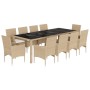 Set comedor jardín 11 pzas cojines ratán sintético vidrio beige de , Conjuntos de jardín - Ref: Foro24-3278596, Precio: 846,5...