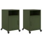 Bedside tables 2 units olive green steel 36x39x59 cm by , Nightstands - Ref: Foro24-846725, Price: 109,57 €, Discount: %