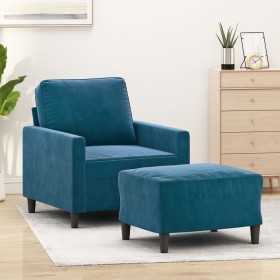 Sessel mit Hocker aus blauem Samt, 60 cm. von , Sofas - Ref: Foro24-3201054, Preis: 208,99 €, Rabatt: %