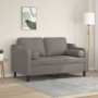 Zweiplätziges Sofa mit Kissen, grauer Taupe-Stoff, 120 cm. von , Sofas - Ref: Foro24-3200844, Preis: 255,55 €, Rabatt: %