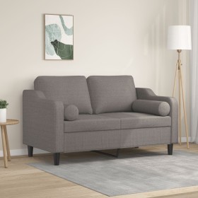 Zweiplätziges Sofa mit Kissen, grauer Taupe-Stoff, 120 cm. von , Sofas - Ref: Foro24-3200844, Preis: 256,99 €, Rabatt: %