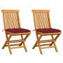 Garden chairs 2 units teak wood with red wine cushions by , Garden chairs - Ref: Foro24-3062484, Price: 133,09 €, Discount: %