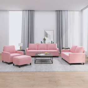 Set of sofas with 4 pink velvet cushions by , Sofas - Ref: Foro24-3201489, Price: 715,99 €, Discount: %