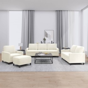 Set of sofas with 4 cream velvet cushions. by , Sofas - Ref: Foro24-3201494, Price: 725,99 €, Discount: %