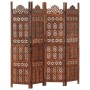 Hand-carved 4-panel room divider made of brown mango wood, measuring 160x165 cm. by , Room dividers - Ref: Foro24-285325, Pri...