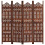 Hand-carved 4-panel room divider made of brown mango wood, measuring 160x165 cm. by , Room dividers - Ref: Foro24-285325, Pri...