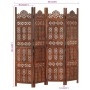 Hand-carved 4-panel room divider made of brown mango wood, measuring 160x165 cm. by , Room dividers - Ref: Foro24-285325, Pri...