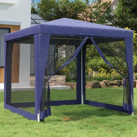 Party tent with 4 blue HDPE mesh walls 2.5x2.5 m by , Tents and gazebos - Ref: Foro24-319222, Price: 75,79 €, Discount: %